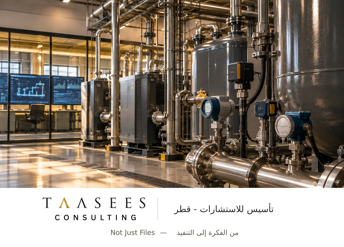 حساسات وعدادات على شبكة مرافق صناعية لقياس كفاءة الطاقة في المصانع