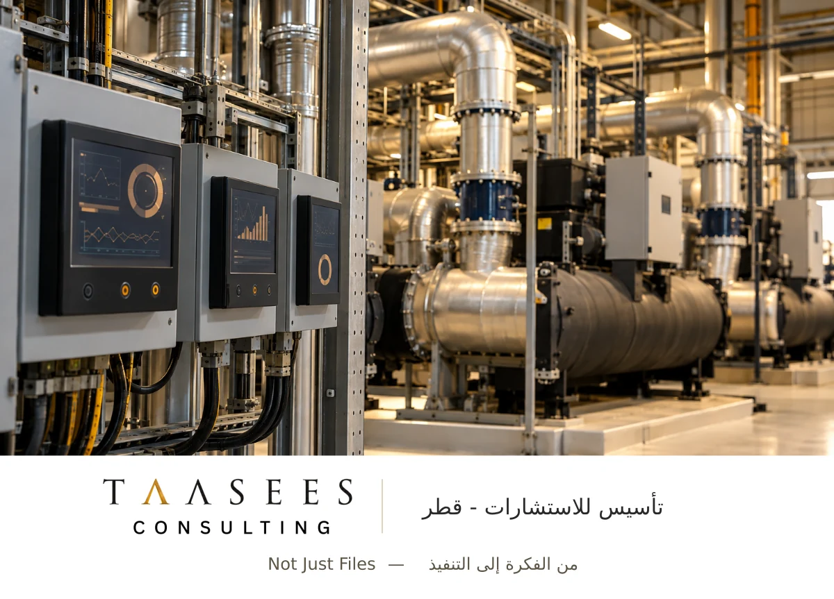 معدات قياس ومرافق داخل مصنع حديث