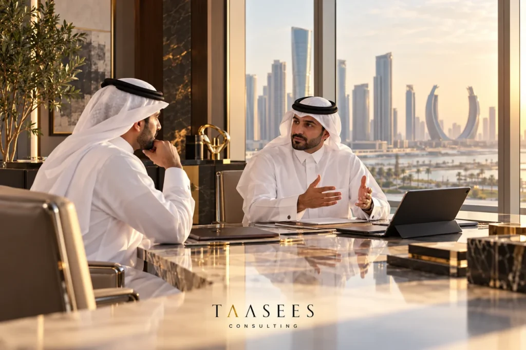 شريكان قطريان يناقشان تأسيس شركة