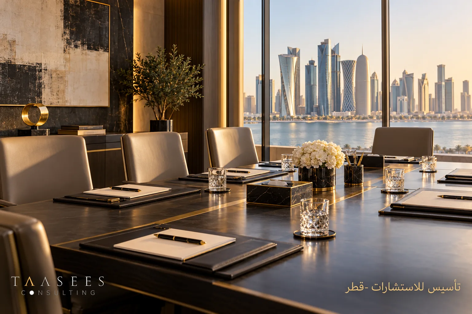 قاعة اجتماع لتنظيم صلاحيات الإدارة وقرارات الشركاء